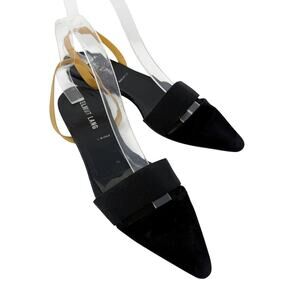 Helmut Lang Black Suede Pointy Toe Slingback Flats EU 35.5/US 5.5 Made in Italy